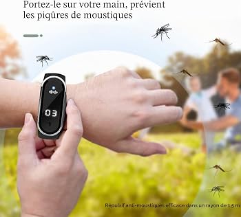 Montre Anti-Moustiques Ultrasons Connectée - Protection Famille ( Modèle Intelligent)